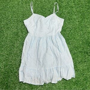 Japna Blue & White Gingham Plaid Mini Dress Size Small